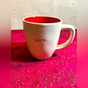 Rae Dunn holiday mug- NICE- cream and red - new